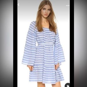 Lisa Marie Fernandez Blue and White Striped Square-Neck Mini Dress